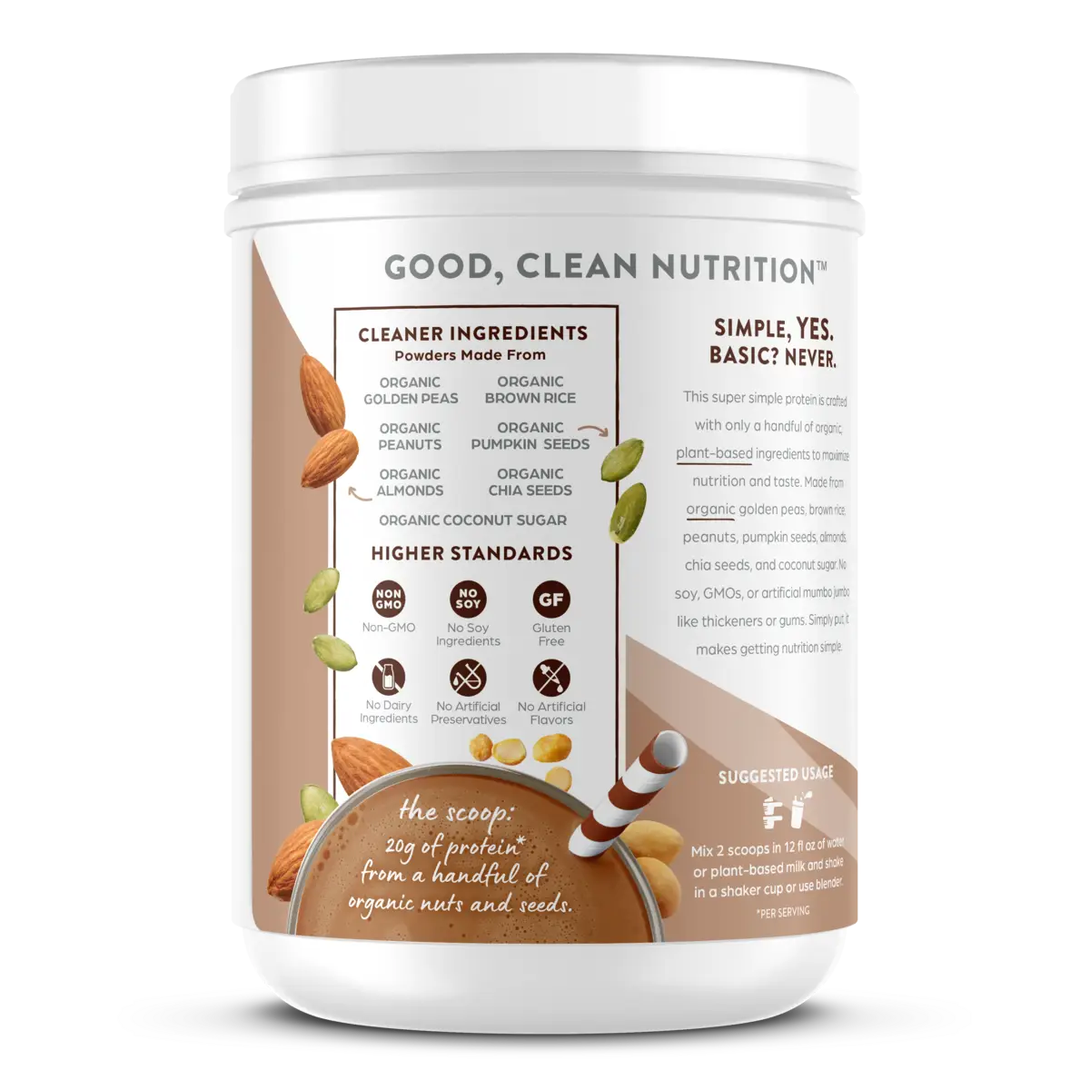 Simple Organic Plant-Based Protein Powder - Creamy Chocolate - Image 3