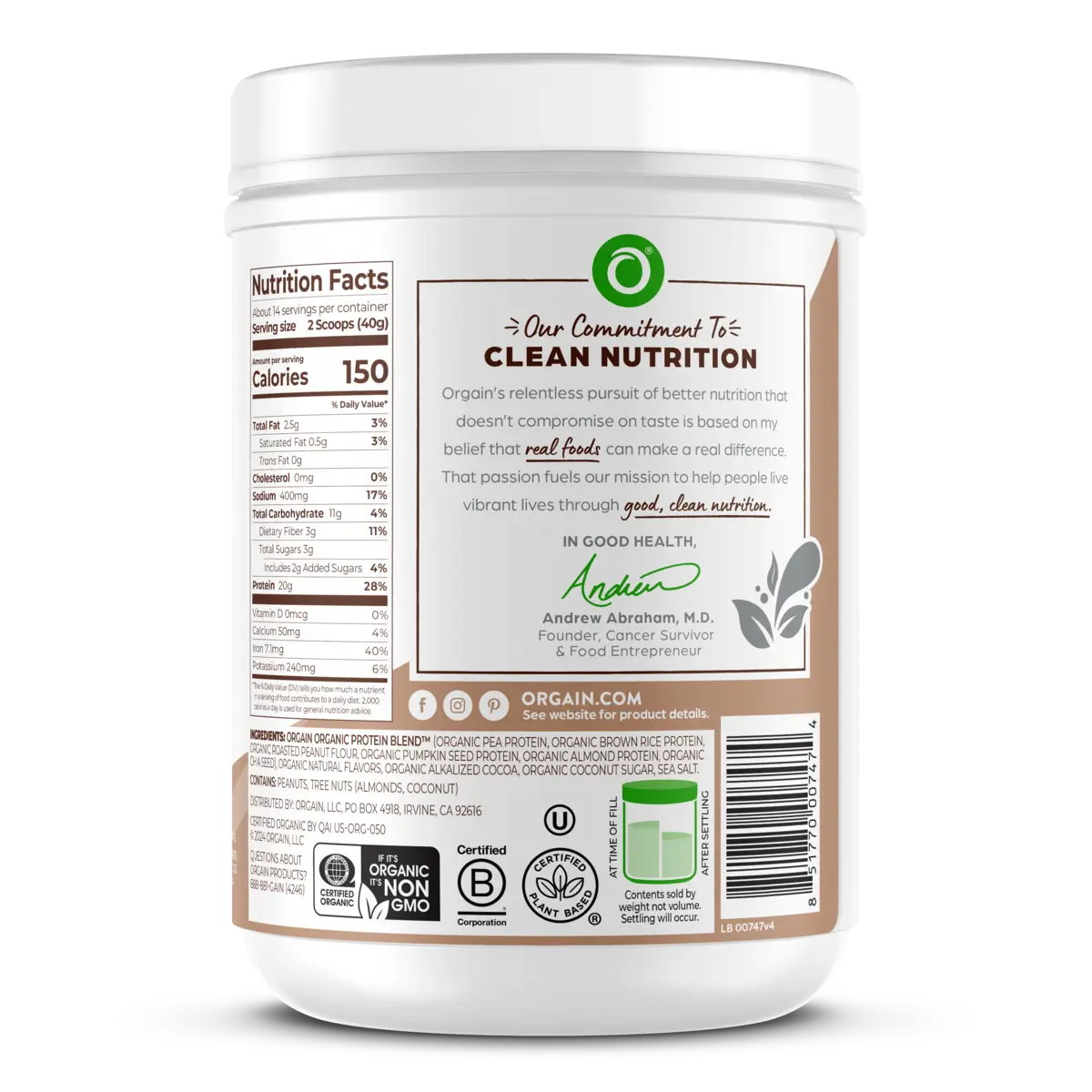 Simple Organic Plant-Based Protein Powder - Creamy Chocolate - Image 4