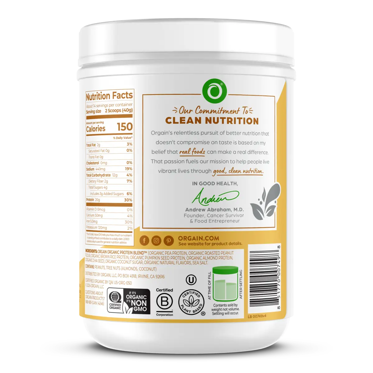 Simple Organic Plant-Based Protein Powder - Peanut Butter - Image 4